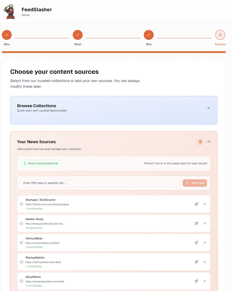 Feedslasher setup wizard step 3