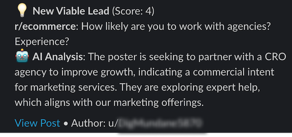 social media listener slack alert