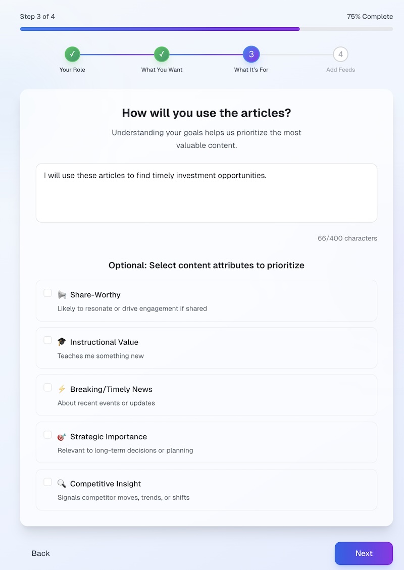 Feedslasher setup wizard step 3